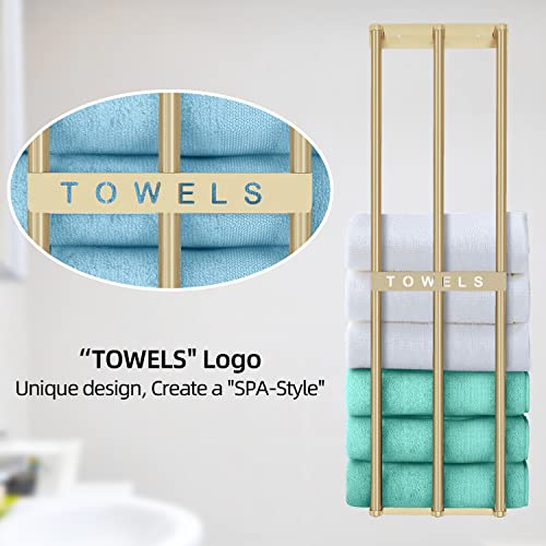 Bathroom Towel Storage, Bethom Wall Towel Rack for Rolled Towels, Bath Towel Holder Wall 30 Inch, Towel Racks Wall Mounted for Small Bathroom, Gold - color: Gold - Standard