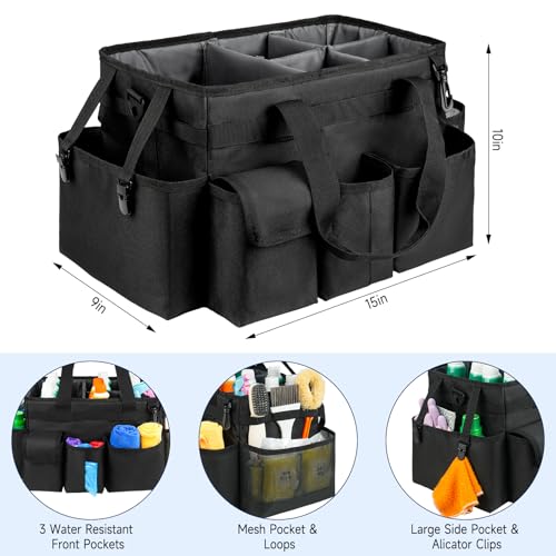 Cleaning Caddy Bag,Large Cleaning Supplies Organizer with Handle for Housekeepers, Black - color: Black, size: Large