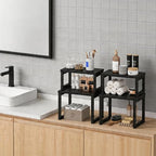 HOOBRO Cabinet Organizer Shelf, Set of 4 Kitchen Counter Shelves, Expandable Kitchen Storage, Stackable Spice Rack, for Kitchen, Countertop, Office Desk, Living Room, Black BK20TLP201 - color: Black
