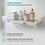 Over the Toilet Shelves - Wall Mounted Floating Shelves with Clear Acrylic Lip, 15.7" Rustic Farmhouse Bathroom Storage Shelves, 3 Pack White