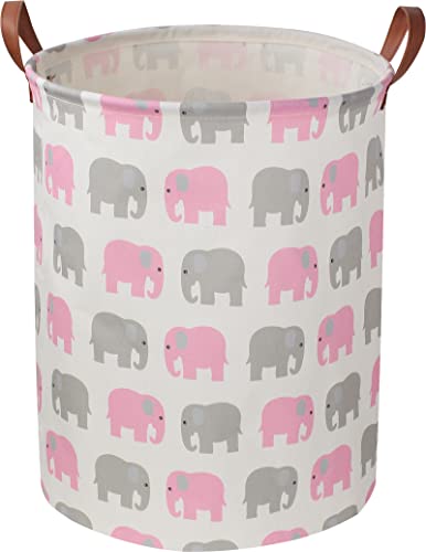 NTAOHAMPER Laundry Basket,Waterproof Hamper,Clothes Hampers for Nursery,Gift Basket,Room Decor,Collapsible Storage Basket (Pink Elephant) - color: Pink Elephant