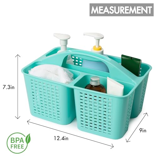 Tiawudi Portable Shower Caddy, Caddy Organizer with Handle, Plastic Shower Basket Hold Soap, Shampoo, Hair Supplies and Beauty Products, Cleaning Supplies Organizer for Home, Dorm, Shelf and Cabinet - color: Mint