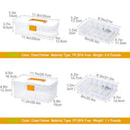 Vidifor Plastic Clear Portable Handled Storage Box with Adjustable Dividers Art Supply Organizer Multipurpose Home Utility Box for Craft, Sewing, Medicine, Makeup, Office Supplies (L, Clear)