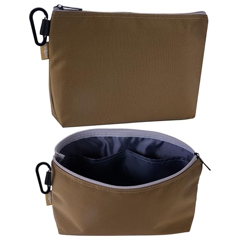 Tool Pouch Zipper Small Tool Bag Pouches Organizer Bag with Metal Carabiner, Nylon 1680D Heavy Duty for Wrenches, Screwdrivers, Pliers, Stationery & Office Supplies Pack of 1,Khaki, 11 Inch - color: 1 Pack, 11" Khaki