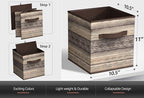 Sorbus Foldable Storage Cube Basket Bin, Rustic Wood Grain Print, 4-Pack (Rustic Bin - Brown) - color: Rustic Brown