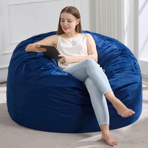 Hobestluk 3FT Bean Bag Chair Giant Bean Bag Chairs for Adults Large Bean Chairs with Removable Cover, Beanbag Chair with Filler, Adult Bean Bag Chairs for Living Room, Bedroom - color: Blue, size: 3FT - 36" x 36" x 22"
