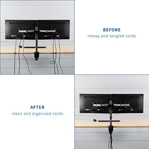 VIVO Cable Management Clips for Desk Monitor Stands, Computer Office Workstation Cord Organization Kit, 1 Pole and 4 Arm Clips, Set of Monitor Mount Wire Holder Hooks, Black, PT-SD-WC05C - color: Black
