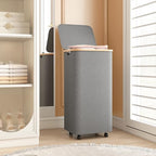 Yecaye 100L Large Capacity Laundry Hamper – Foldable Rolling Laundry Basket, Mobile Clothes Hamper with Wheels, Removable Inner Bag, Bamboo Handle Lid Laundry Bin – Multi-Use Storage,Grey - color: grey