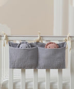 Baby Bedside Hanging Bags Storage Organizer Milk Bottle Toy Crib Baby Nappy-Bag Bed-Bunk Organizing Bag - color: Grey