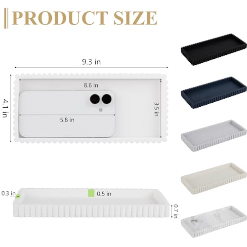 Silicone Bathroom Tray Small Vanity Organizer Rectangle Sink Caddy Sponge Holder Kitchen Counter Decor for Dish Soap, Perfume, Candle, White - color: White