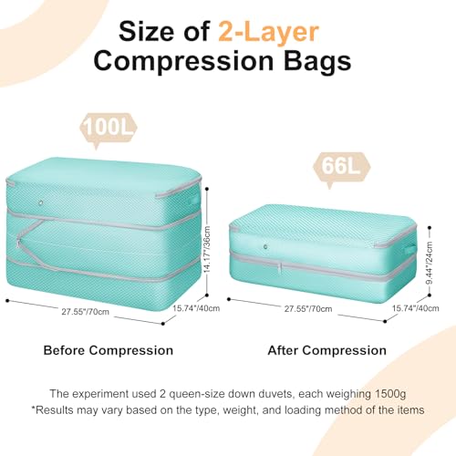 Comforter Storage Bag - Large Capacity Bedding Storage Bags Ultra Space Saving Self Compression Organizer, Washable Compression Bags for Storage Comforter Blanket Duvet Pillow, 4-Pack, Blue - color: Blue, size: 4 Packs