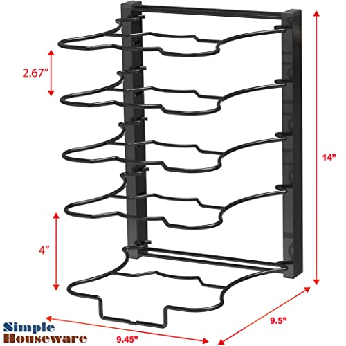 SIMPLE HOUSEWARE 5 Compartments Height Adjustable Pan Organizer, Black