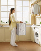 Greenstell Laundry Hamper with Wheels, No Install Needed, 90L Divided Handwoven Hampers & 2 Removable Liner Bags, Rattan Clothes Laundry Basket with Lid & Handles, Foldable Hampers White - color: White, size: 90L: 18.3x13.5x26.4 Inches
