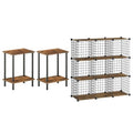 HOOBRO End Tables Set of 2 and Wire Cube Storage Organizer, Small Side Table,9-Cube Shelves, Modular Shelves with Metal Grid, DIY Closet Cabinet BF09BZP201-BF09CW01