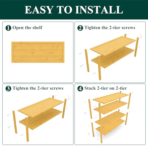 Smiry Bamboo Shoe Rack, 4 Tier Shoe Organizer for Entryway & Closet, Stackable Free Standing Storage Shelf for Shoes, Bags & Plants, Natural - color: Natural, size: 4 Tier-Regular