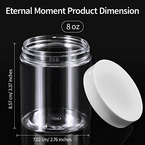 48 Pack 8 OZ Plastic Jars Round Clear Cosmetic Container Jars with White Lids, Eternal Moment Plastic Slime Jars for Lotion, Cream, Ointments, Makeup, Eyeshadow, Rhinestone, Samples, Travel Storage - color: White Lid, size: 8 Ounce