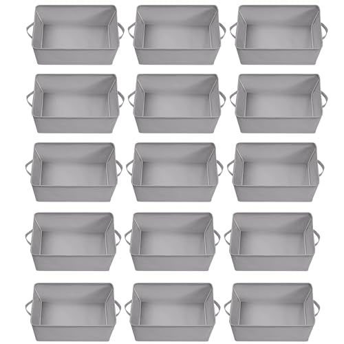 Storage Basket Bins with Metal Frame, Large Collapsible Fabric Storage Baskets for Organizing Shelf, Basket Organizer W/Handles for Blankets, Towels, Laundry, Shelves, 15-Pack, Grey - color: Gray, size: 15 PACK