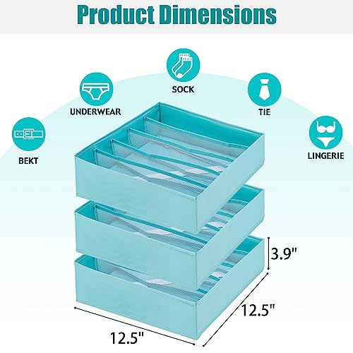Bra Storage Drawers Organizer for Clothing Underwear Drawer Organizer Dividers Foldable Storage Cube Bins for Bra,Socks, Underwear,3 Pack （Light Green） - color: Light Green, size: 3 Pack