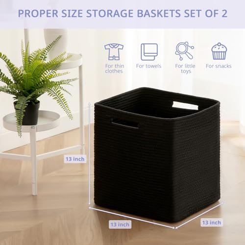 OIAHOMY Storage Cubes, 13 Inch Cube Storage Organizer, Collapsible Storage Bins, Baskets for Organizing, Storage Bins for Shelves-Black, 3-PACK - color: Black, size: 3Pcs-13*13*13inch