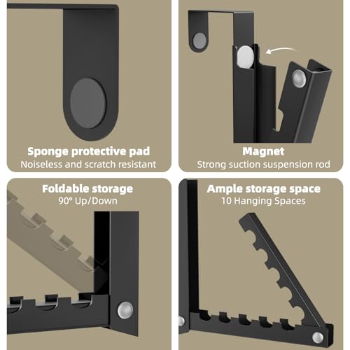 BAKON Over The Door Hooks, Small Space Double Folding Portable Over The Door Drying Rack for Laundry, Bathroom, Bedroom, Travel Storage and Drying (1Pack,Black) - color: Black