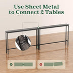 SUPERJARE 5.7 Inch Console Table with Outlet, Sofa Table, Behind Couch Table, 5.7 x 39.4 x 29.7 Inches, Metal Frame, Charging Station, Charcoal Gray - color: Charcoal Gray, size: 5.7''D x 39.4''W x 29.7''H