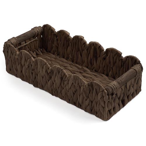 Toilet Paper Storage Basket Bathroom Counter Organizer Wicker Baskets for Organizing Cute Basket for Bedroom Nursery Room Kitchen Bathroom Decor -Dark Brown - color: Dark Brown