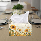 Pu Leather Tissue Box Cover Modern Snowflake Rectangular Tissue Box Tissue Box Cover Holder Rectangular Tissue Box for Bathroom Living Room Sunflower Print - color: Sunflower Print