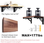 Folding Shelf Brackets - 18 Inch 2 Pcs DIY Wall Mounted Shelf Brackets for Garage Workstation, Stuff Supports, Plant Stand - Heavy Duty Metal Collapsible Floating Shelf Bracket Black - size: 18 Inch- 2 Packs