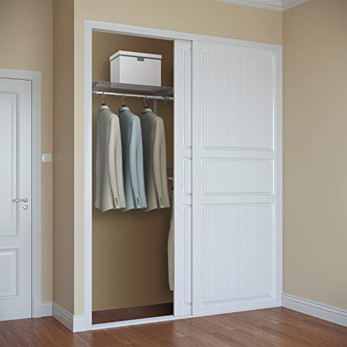 Tangkula 4 to 6 FT Custom Closet Organizer System Kit, Wall-Mounted Storage Organizer with Wire Shelving and Hanging Rods, Adjustable Closet Organizer Kit, Configurations Custom Closet for Bedroom, Grey - color: Gray, size: 4 to 6 FT