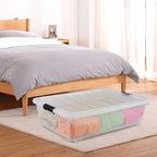 3-Pack 50 Quart Under the Bed Low Profile Storage Boxes, Large Under Bed Storage Bin with Easy Rolling Caster Wheels, Clear - size: 50 Quart