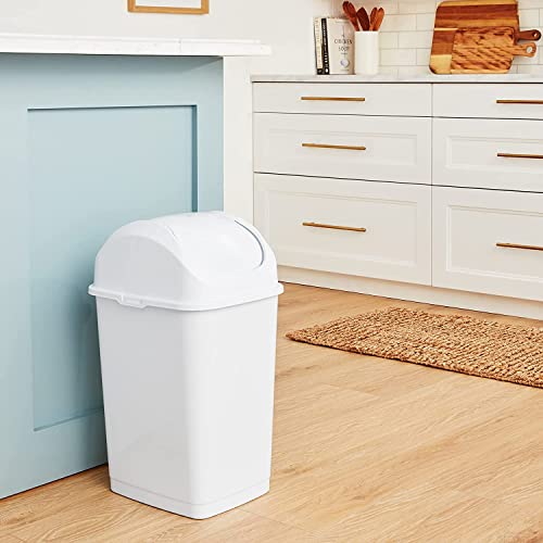 Superio Kitchen Trash Can with Swing Top Lid 9 Gallon Slim Waste Bin 37 Qt Sturdy Plastic Garbage Can Medium Recycling Bin for Office, Bathroom, Under Counter, Dorm, Bedroom (White) - size: 37 Qt., style: 1 Pack