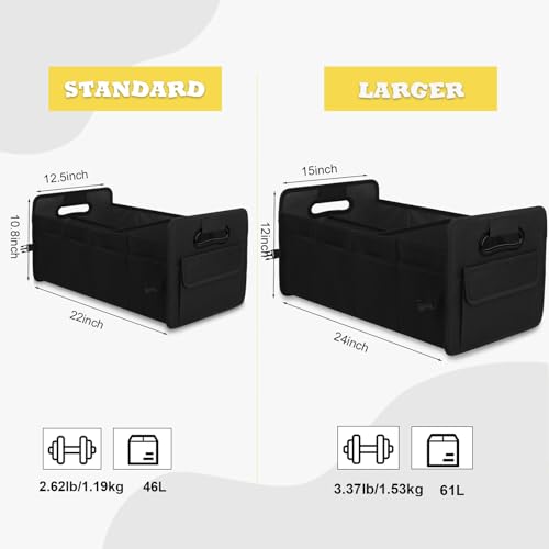 JiatuA Car Trunk Organizer, Car Organizers and Storage Collapsible Multi Compartment Container Box, Adjustable Car Accessories for SUV Sedan Truck, Standard Size, Black - color: Black, size: Standard