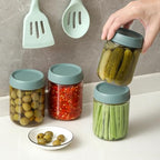 NETANY 6-pack 16oz Glass jars with Airtight Lids, Overnight Oats Containers with Lids, Wide mouth Mason Salad jars, Glass Food Storage Containers for Snacks Yogurt Spice Sugar - Green - color: Green-6pack-16oz