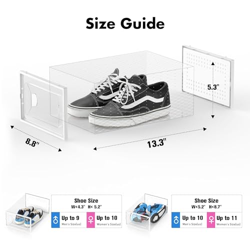 Foluck Shoe Storage Box, 15 Pack Clear Plastic Stackable Shoe Organizer for Closet, Interlocking Design Shoe Container Bins for Sneakers, Foldable Shoe Rack with Lids, White - color: White