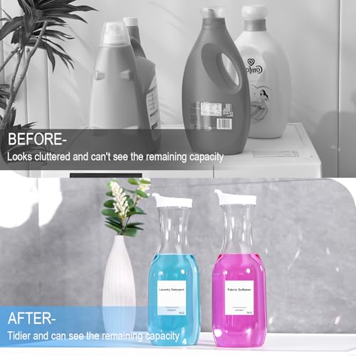 54 OZ Laundry Detergent Dispenser, Laundry Soap Dispenser, Liquid Laundry Detergent Container and Organizer, Clear Plastic Fabric Softener and Laundry Powder Dispenser for Laundry Room, 3Pack - color: 3p