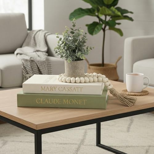 Premium Linen Faux Book Box Set of 2: Aesthetic Book Safe with Hidden Storage for Living Room Console Table & Bookshelf Decor, Home Organizer, Green & Beige, Tallest 10.67in - color: Beige-Green
