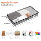 Fixwal Under Bed Storage Containers 4 Pack, Reinforced Underbed Organizer Below 4.5 Inches Low Profile Clothes Storage Bins with Sturdy Sidewalls and Bottom