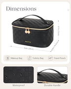 Prite Makeup Bag, Large Capacity Portable Travel Cosmetic Bag, Waterproof Makeup Organizer for Women with Handle and Divider (001 Checkered Black) - color: 001 Checkered Black