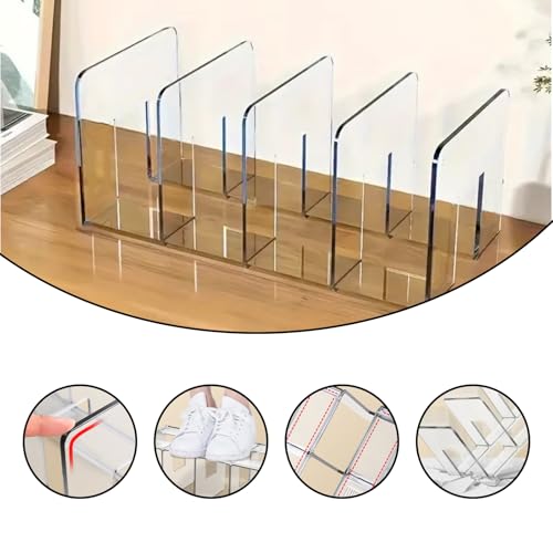 Transparent Acrylic Kids Shoe Rack, Small Shoe Rack,Baby Shoe Organizer, Kids Shoe Organizer with 4 Sections Stackable Shelves for Closet Storage, Space-Saving 4 Pack