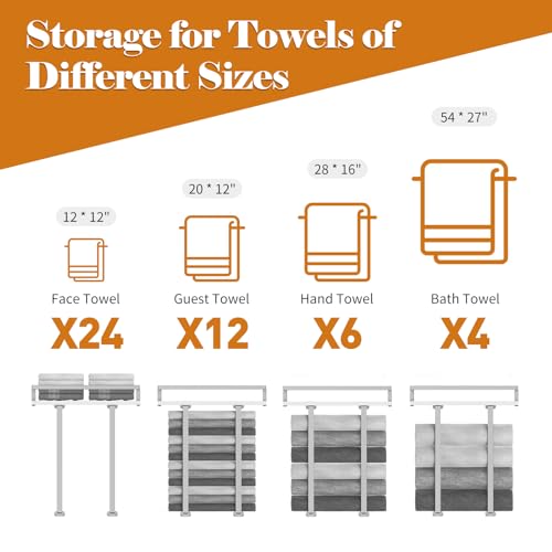 Towel Rack Wall Mounted, Xstydes Metal Towel Holder with Wooden Shelf for Folding Large Towels, Towel Storage for Small Bathroom Organizer Decor or RV Camping, Silver - color: Silver, size: Small