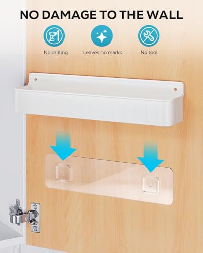 Nieifi Spice Rack Wall Mount, Spice Organizer for Spice Jars, Screw or Adhesive Hanging Organizer for Kitchen Cabinet or Pantry Door, 4 Pack, White, ABS Plastic - color: White