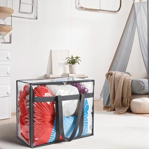 110L Large Capacity Clear Storage Bags with Zipper for Comforters, Blankets, Bedding, Quilts, Pillows – Plastic Storage Bags for Organizing Seasonal Clothes and Household Items