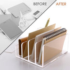 SANRUI Acrylic Mail Organizer, 5 Compartments File Holder for Desk,Letter Sorter with Pen Holder,Desk Organizers and Accessories,Clear Cute Mail Sorter - style: 4 Sections with Pen Holder