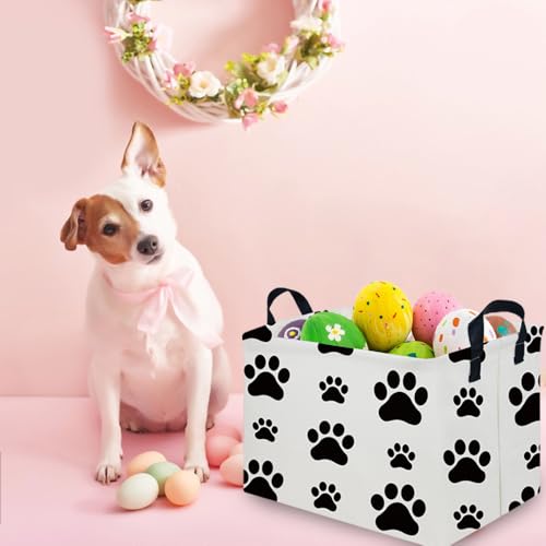 Rectangular Dog Basket,Nursery Hamper,Collapsible canvas kids toy storage box,Kids room storage basket,Gift Basket(Dogs) - color: Dogs