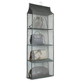 Closet Handbag Purse Holder, Space Saving Hanging Handbag Storage Tote Bag Organizer Holder with 4 Large Heavy-Duty Mesh Shelves for Wardrobe Closet(Gray) - color: Grey