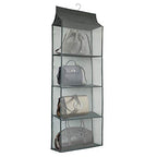 Closet Handbag Purse Holder, Space Saving Hanging Handbag Storage Tote Bag Organizer Holder with 4 Large Heavy-Duty Mesh Shelves for Wardrobe Closet(Gray) - color: Grey