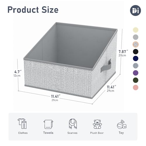 DIMJ Closet Storage Bins 10 Pack - Fabric Trapezoid Closet Organizer Bin, Foldable Storage Baskets for Shelves, Closet Shelf Organizer, Clothing Storage Box for Toys, Books, Towel, Clothes, Gray - color: Blended Gray, size: 10 Bins 11.4"x11.4"x7.8"
