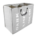 94L Foldable Laundry Basket with Handle Divided Laundry Hamper 3 Sections for Dirty Clothes 3 Compartment Collapsible Sorted Bag for School Dorm Bedroom Bathroom Closet Apartment (Light gray)
