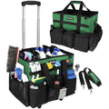 Large Rolling Cleaning Caddy Bag with Wheels, Cleaning Bag with Detachable Trolley, Cleaning Bags on Wheels for Housekeepers, Cleaning Cart Supplies Organizer for Home, Car, Picnic (Green) - color: Green