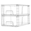 Vtopmart 2 Pack Stackable Storage Drawers,Clear Acrylic Drawer Organizers with Handles, Easily Assemble Containers for Fridge, Bathroom,Kitchen Undersink,Cabinet,Pantry Organization and Storage - size: 2Pack 4.4"H-with Dividers